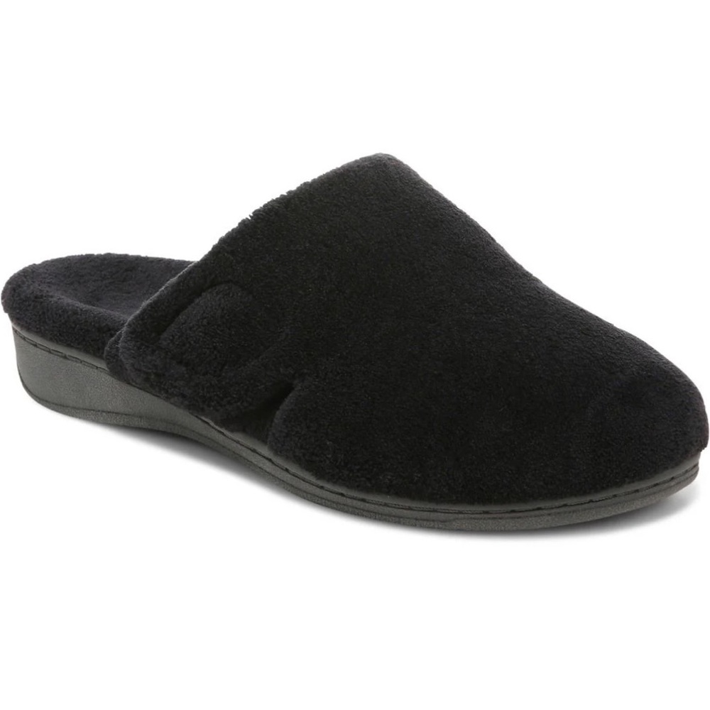 Black plush Vionic slippers size 9. Barely worn.